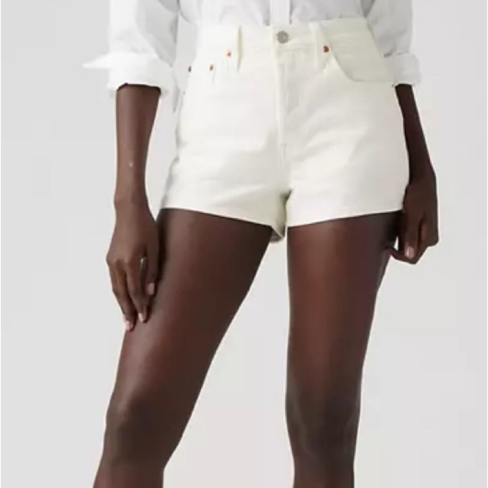 Levi's White 501 Jean Shorts Distressed High-Waisted NWT